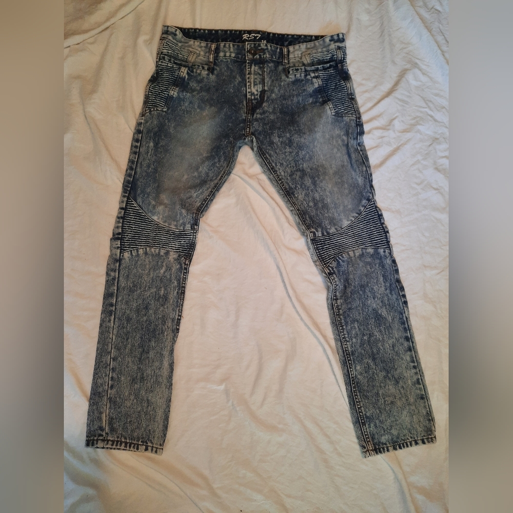 RS7 royal seven Distressed Acid Wash Mens Casual  Flex Jeans Size 36 X 32